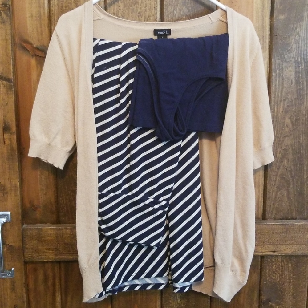 Navy & tan maxi outfit